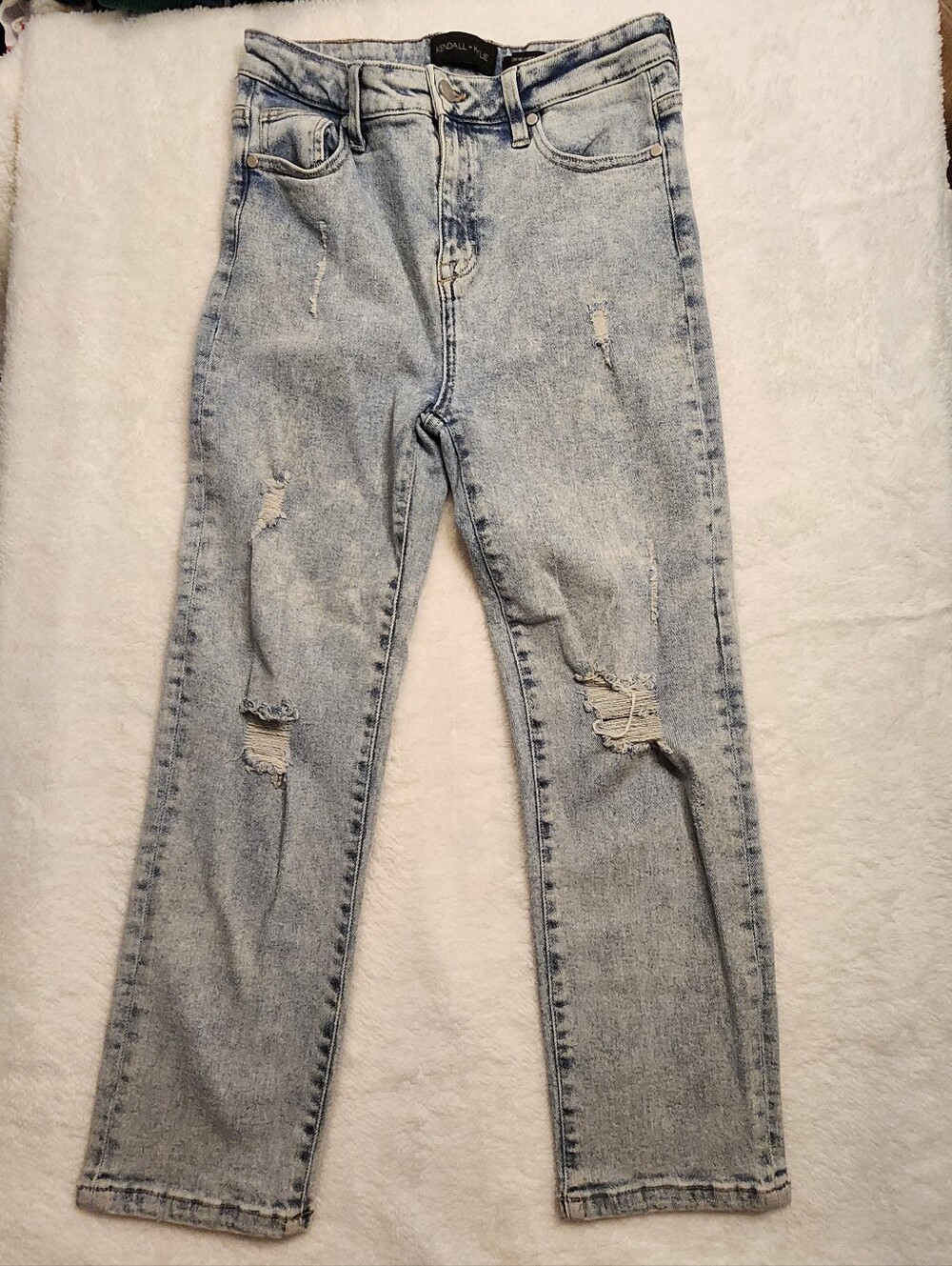 Kendall & Kylie Light Blue Distressed High Rise Straight Leg Jeans Size 5/27